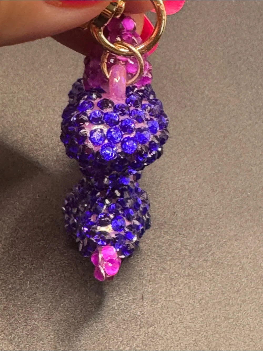 Blinged Purple Balloon Dog Bag Charm/keychain Glass Rhinestones